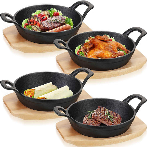4 Sets Mini Cast Iron Skillet Set