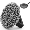 Amagabeli Cast Iron Cleaner with Handle Stainless Steel Chainmail Pan Scrubber for Cast Iron Skillet Cleaner Chain Mail Scrubber Brush Pan Pot Wok Griddles BBQ Grills